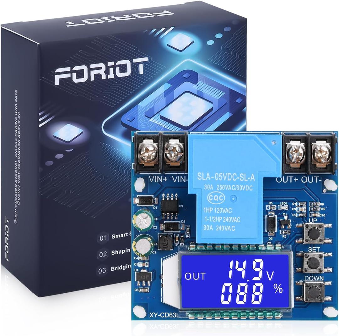 Low Voltage Cutoff Controller FORIOT DC 6-60V 30A Low Voltage Disconnect Protection Module with LCD Display Charging Discharging Controller Protection Switch Module