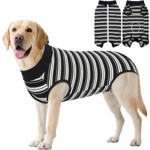 LeleTail Dog Recovery Suit Female Spay, Soft Dog Surgery Suit for Male Neuter, Anti-Lick Wounds Cone Alternatives, Pet Onesie Bodysuit for Pet Abdominal Wound After Surgery Protect, Black 2XL