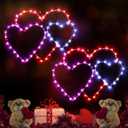 BRIGHTDECK Valentine's Day Window Lights Decorations, 2 Pack 16" Lighted Red Heart Valentine's Day Window Decor, 8 Mode Hanging Light for Valentine, Wedding Wall Indoor Outdoor Decor(2pMulticolour)