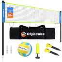 20FT Outdoor Volleyball Net Set System for Backyard Beach with Anti-Sagging Net, Iron Adjustable Height Poles, Soft PU Volleyball and Pump, Carry Bag - Instant Set Up & Durable (Blue)