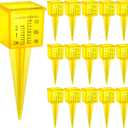 Okllen 15 Pack Rain Gauge, 1.5" Sprinkler Gauge with Wide Mouth, Outdoor Water Measuring Tool for Lawn, Garden, Yard, Bright Yellow, Transparent, Zero is 1/4" from The Bottom