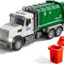 NIPLOOOW Kids Garbage Truck Toy Friction Powered Waste Management Garbage Recycling Truck with Lights, Sounds, 3 Rear Loader Trash Bins, Gifts for 3 4 5 6 7 8 Years Old Boys Girls