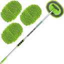 62'' Car Wash Brush with Long Handle Chenille Microfiber Car Wash Mop Mitt Kit Scratch-Free Car Cleaning Brush Care Kits with Replacement Head Supplies for Cars RV Truck Boat