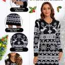 Ugly Christmas Sweaters Dresses with Santa Hat Knit Sexy Christmas Outfits for Women (Small, Reindeer Black)