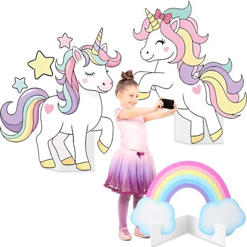 BrightRow 3 Pcs Unicorn Large Stand Party Decorations Set with Sturdy Bases Big Yard Sign for Themed Party Baby Shower, Photo Booth Props Indoor Outdoor