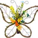 idyllic Butterfly Shaped Wreath with Pastel Berries and Floral Spring Artificial Wreaths for Front Door Decor