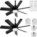 NWOP 28 Inch Socket Fan Light with Remote Control, Screw in E26/E27 Ceiling Fan with LED Light, 3000-6000K Adjustable Color Temp, 6 Speeds, Timer, for Bedroom Kitchen Living Room Garage, 2-Black