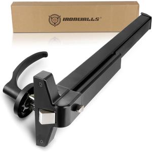 IRONWALLS Panic Bar 27.5 Inch, Black Commercial Door Push Exit Device With Exterior Lever, Stainless Steel Emergency Exit for 27.5"-41" Wood, Metal Doors