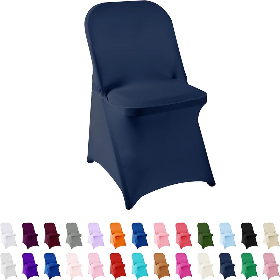 Spandex Chair Cover,12PCS,Living Room Folding Chair Covers,Removable Chair Covers Washable Protector Stretch Chair Cover for Party, Banquet,Wedding Event,Hotel(Navy) (12Pack)