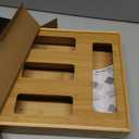 SpaceAid Bag Storage Organizer for Kitchen Drawer, Bamboo Organizer, Compatible with Gallon, Quart, Sandwich and Snack Variety Size Bag (1 Box 4 Slots) (Natural, 3"H)