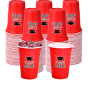 100 Pack Graduation Cups Bulk 16 oz Congrats Grad Cups 2025 Disposable Plastic Hot Cold Beer Beverage Drinks for School Graduation Party Decorations (Red)