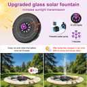 Solar Fountain Pump with 2000mah Battery & Works in Cloudy Day, Glass Solar Water Fountain with 10 LED Lights, 7 Nozzles and 3 Spray Height Adjustments, Solar Bird Bath Fountains for Garden, Pool, Pond
