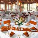 Horbaunal 100 Pack Satin Napkins 17" x 17" Square Dinner Napkins with Elegant Lace, Soft Cloth Napkins for Parties, Weddings, Events, Burnt Orange