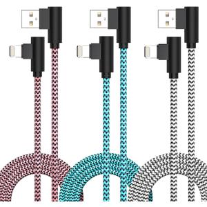 3 Pack iPhone Charger 10FT [Apple MFi Certified] Right Angle Lightning Cable Fast Charging Cord, Car Cable for iPhone 14 13 12 11 Pro/Pro Max/Mini/XS/XR/8 7 Plus, iPad, CarPlay (Multicolored)