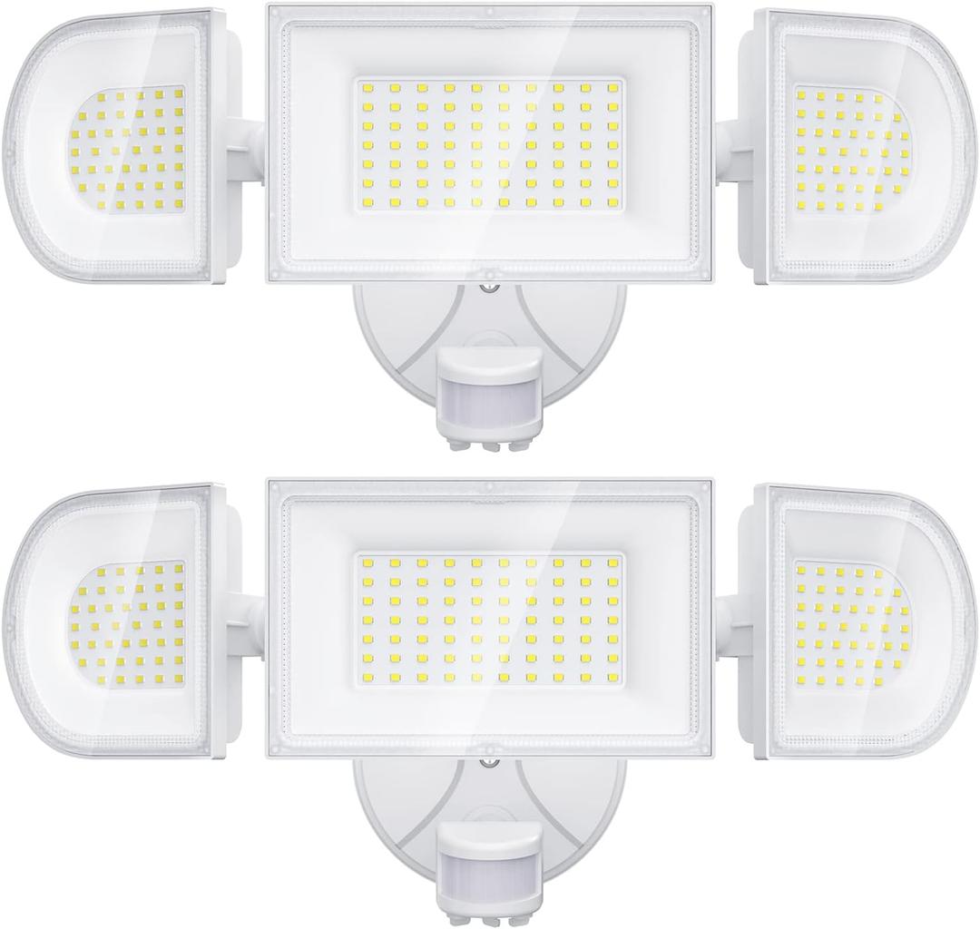 iMaihom 150W Motion Sensor Light Outdoor, 15000LM 6500K LED Security Floodlights, 3 Adjustable Head Motion Detection Light IP65 Waterproof for Yard Garage White 2pack