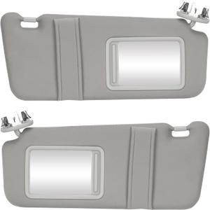 Pair of Left and Right Side Gray Sun Visor Fit for Fit for 2007-2011 Toyota Camry with Sunroof, Sunvisor Replacement for 74320-06800-B0 74310-06770-B0, with Makeup Mirror and with Light