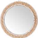 15 Inch Boho Round Hanging Wall Mirror Decorative Rattan Circle Mirrors for Farmhouse, Living Room, Bedroom
