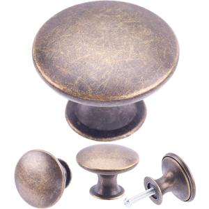 30 Pack Delicate Design Round Antique Kitchen Cabinet Knobs Cupboard Door Knobs 1.18-INCH Breen Bronze Drawer Handle Pulls Dresser Knobs with 30 Pcs Screws for Bathroom Drawer Door Hardware