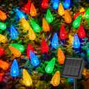 Brightown Solar Operated C6 Strawberry String Lights, 39ft 100 LEDs Multicolor LED Christmas Fairy Lights, Solar Christmas Lights Outdoor, Christmas Decorations for Christmas Tree, Garden Decor