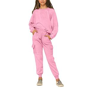 Imily Bela Kids Girls Sweatsuit Lounge sets Crewneck Sweatshirt Casual Drawstring Sweatpants with Pocket M