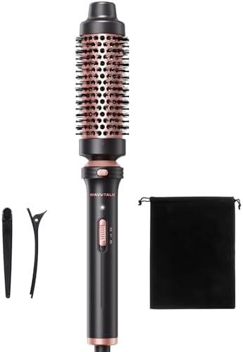 Wavytalk Thermal Brush, 1 1/2 inch Heated Round Brush with Detachable Head, Velvet Pouch and Dual Voltage for Travel, Easy to Create Blowout Look, Rose Gold