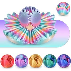 GearSphere 3D Printed Spin Ball or Cube Fidget Toy, Fidget Ball Gear Toy for Stress and Anxiety Relief, Desk Toy for Adults & Kids (Rainbow, 3.1 Inch)