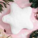 YRXRUS Star Pillows, White Star Shaped Pillow, Decorative Throw Pillow Gifts, Cute Plush Room Decor, Fluffy Faux Rabbit Fur 18"x18" Pillows for Living Bedroom