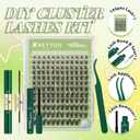 KEYYOU LASH Clusters kit 144pcs with Colored Eyelash Clusters Individual Eyelash Extension Kit 8-18mm with Lash Bond Seal Remover Applicator for DIY Lashes Extensions at Home(C01)