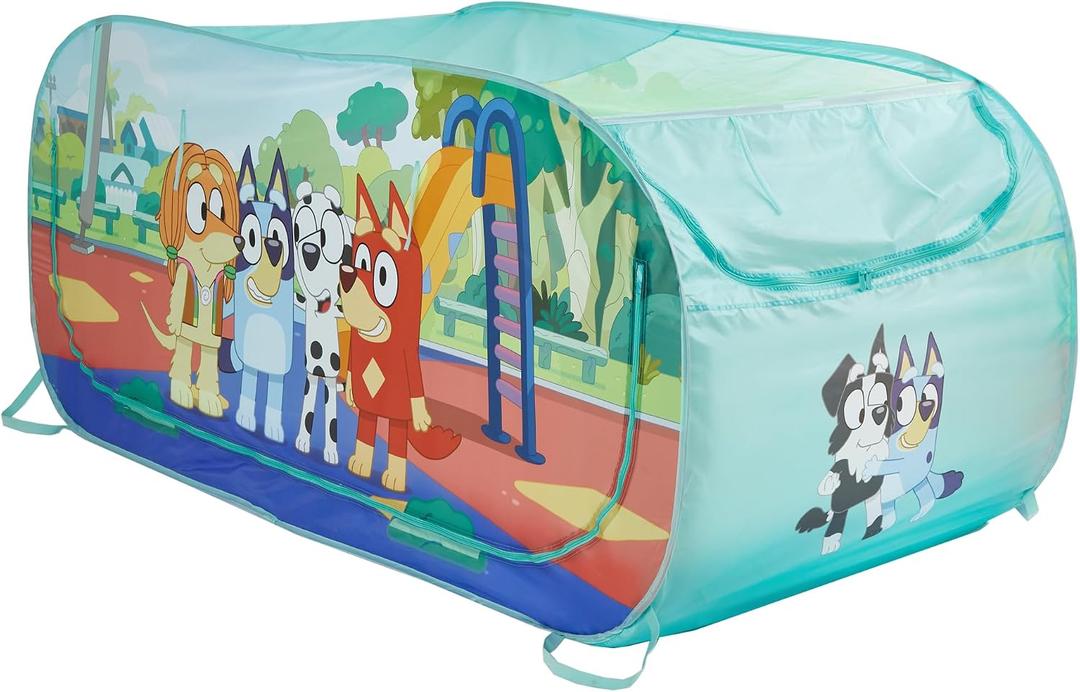 Bluey 2 in 1 Kids Pop Up Play Tent and Twin Bed Tent for Pretend and Imaginative Play, 72 inches x 36 inches x 32 inches