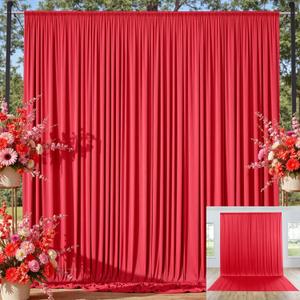 10x12 ft Red Backdrop Curtains for Wedding Parties, Wrinkle Free Polyester 12 ft Long Photo Backdrop Drapes Back Drop Cloth for Birthday Baby Shower Ceremony Photography Background