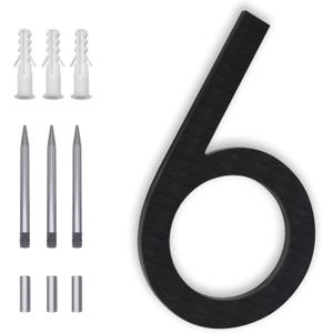 8 Inch Floating House Numbers, Address Numbers For Houses Large Black Exterior Street Metal Modern House Numbers for outside Floating Mount Or Flush Mount Aluminum Home Door