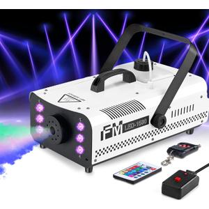 Vangoa Fog Machine, 1500W Smoke Machine with 6 Colorful LED Lights Effect, 25000CFM Fogger with Wired Receiver & 2 Wireless Remote Controls Professional for Wedding Halloween Party Stage Effect (1500W, 2500ml Tank)