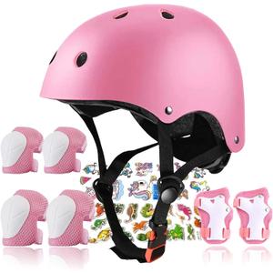 FOOKCIAN Kids Helmet,Toddler Skateboard Helmets for Ages 2-3-5-8-14 Years Boys Girls with Knee and Elbow Pads Wrist Guards fit Roller Skates,Skateboarding,Skating Scooter Adjustable Kids Helmet