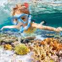 2 Sets Snorkeling Gear for Kids, Kids Snorkel Set for Ages 6-14, Dry Top Snorkel Mask Set for Youth Boys Girls Junior, Tempered Glass Diving Swimming Mask Goggles