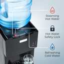 Igloo Top Loading Water Cooler Hot & Cold Dispenser Sleek Black, Holds 3 & 5 Gallon Jugs, Child Safety Lock for Homes, Kitchens, Offices, Dorms