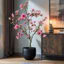 AfanD Artificial Magnolia Tree, 7 Ft Tall, Pink Blossoms, Faux Magnolia Tree Indoor Artificial Tree for Modern Home Office Living Room Floor Decor Indoor