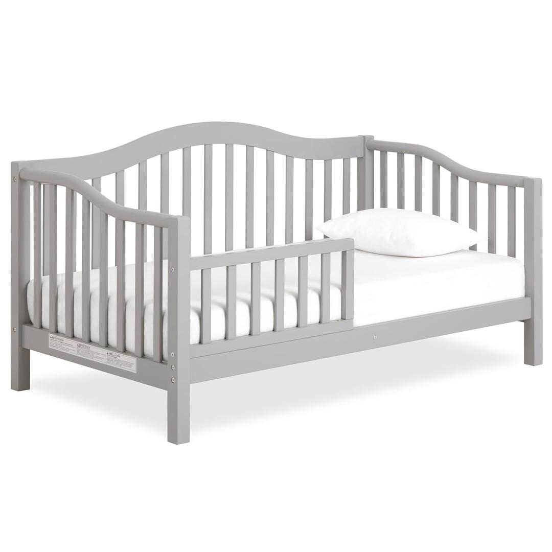 Dream On Me Austin Toddler Day Bed with Rails in Pebble Grey, Low to Floor Toddler Day Bed, Greenguard Gold & Baby Safety Alliance Certified, Non-Toxic Finishes, Side Safety Guard Rail