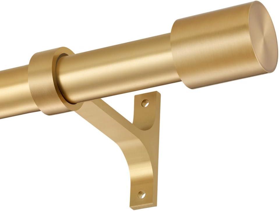 Warm Gold Adjustable Curtain Rods, 144 to 164 Inch, Heavy Duty 1-Inch Telescoping Rods with Cap Finials