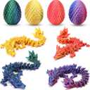 4PCS 3D Printed Dragon Eggs with Dragon Inside, Easter Gifts for Kids, Easter Basket Stuffers for Teens, Easter Basket Filler Ideas, Prefilled Easter Eggs with Toys, Easter Egg Fillers for Boys Girls