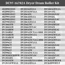 DC97-16782A Dryer Drum Roller Kit with DC97-16782A Dryer Roller DC93-00634A Idler Pulley 6602-001655 Dryer Belt DC61-01215B Tension Spring Replaces DC97-07523A DC97-07523B 2027851 for Dryers
