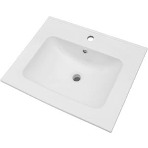 Lordear White Bathroom Sink One Hole Drop In 24 X 20 Inch One Holes Porcelain Ceramic Bathroom Vanity Top Sink Basin 24" Drop in Bathroom Sink