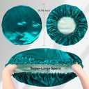 2 x Double Layer Silk Bonnet for Sleeping for Women and Men Large Satin Hair Cap for Curly and Natural Hair Blue Zircon