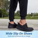 FitVille Men's Extra Wide Slip on Walking Shoes, Lightweight Non-Slip Breathable Casual Loafers for Standing All Day (Black) US 12.5