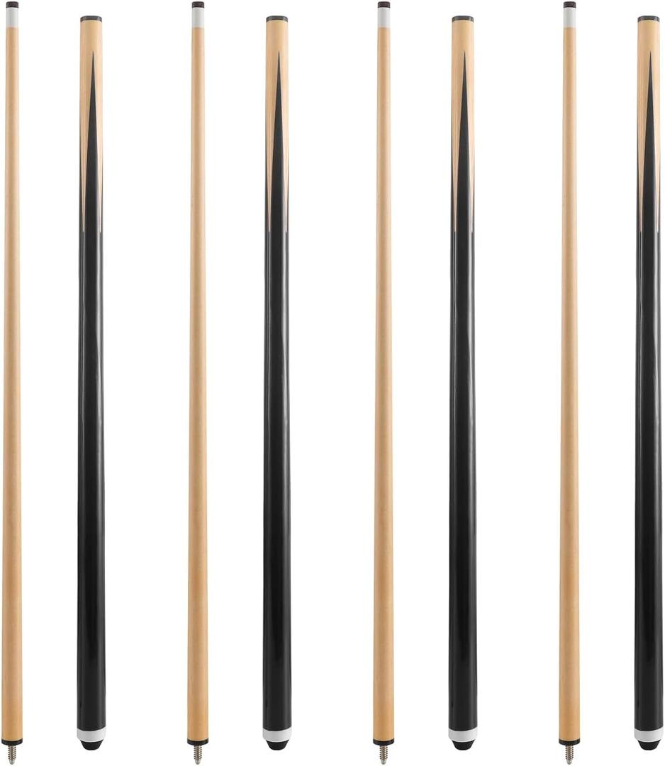 HMQQ Pool Cue Sticks 48" Billiard Cues with 13mm Leather Tip 17oz/18oz Standard or 20oz Heavy Set of 2 or 4 Durable 2-Piece Pool Sticks for Beginners, Adults, Home & Bar