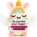 Birthday Unicorn Gifts for Women Girls, Positive Crochet Animals Emotional Support for Friends Daughter Coworkers Mom