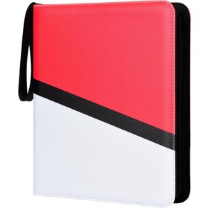 Trading Card Binder 9 Pocket with 50 Removable Sleeves, 900 Pockets Card Collection Binder for TCG Cards Collector, Red & White