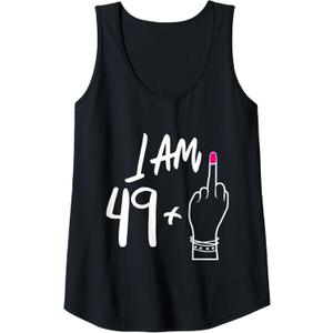 Womens Women Bday I Am 49 Plus 1 Middle Finger For 50th Birthday Tank Top, Medium