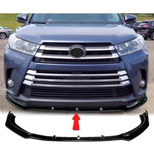 MUTUSAISI Gloss Black Front Bumper Lip Spoiler Splitter Fit for Toyota Highlander SE/LE/XLE/Hybrid/Limited 2017 2018 2019 Air Dam Chin Body Kit Accessories
