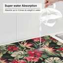 Red Flowers Dish Drying Mats for Kitchen Counter, Blossom Floral Large Mat Dishes Microfiber Diatom Mud Rack Drainer Pad Washable Absorbent Dry 18×24 Inch Coffee Bar Decor Coffee Station Accessories