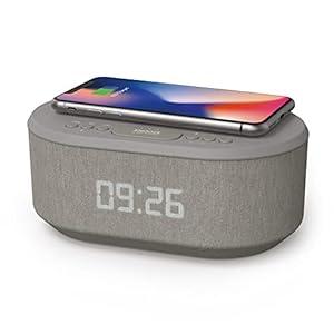 i box Dawn FM Radio, Bluetooth Wireless Speaker, Fast Charging, Clock Radio, LED Display, USB Charger, Dimmable Night Light, Alarm Clock Feature, Wireless Charger, Digital Clock, Dual Alarm (Gra)